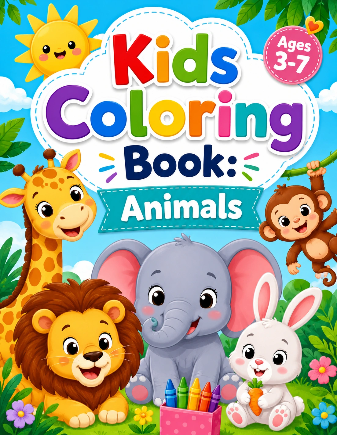 Kids Animal Coloring Pages Printable PDF (Ages 3-7)