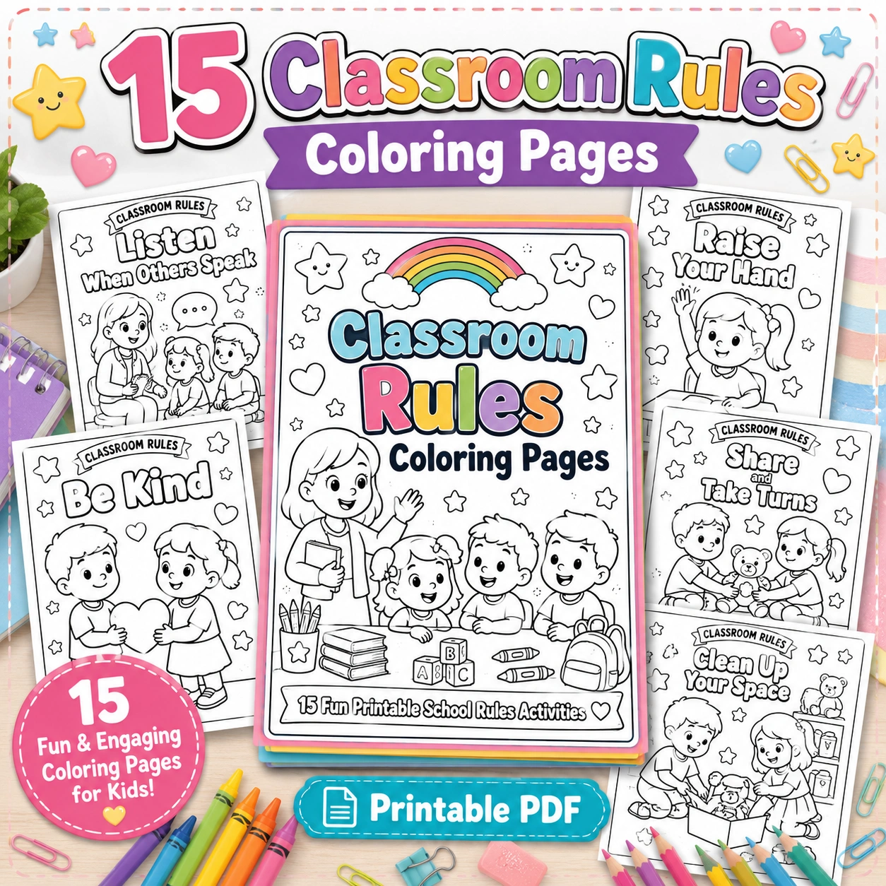 Classroom Rules Coloring Pages for Kids